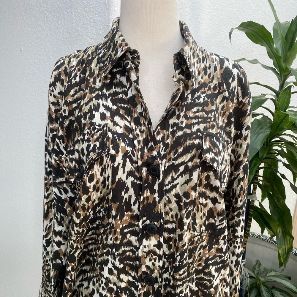 ZARA Leopard Print‎ Shirt Dress Small - Picture 3 of 11